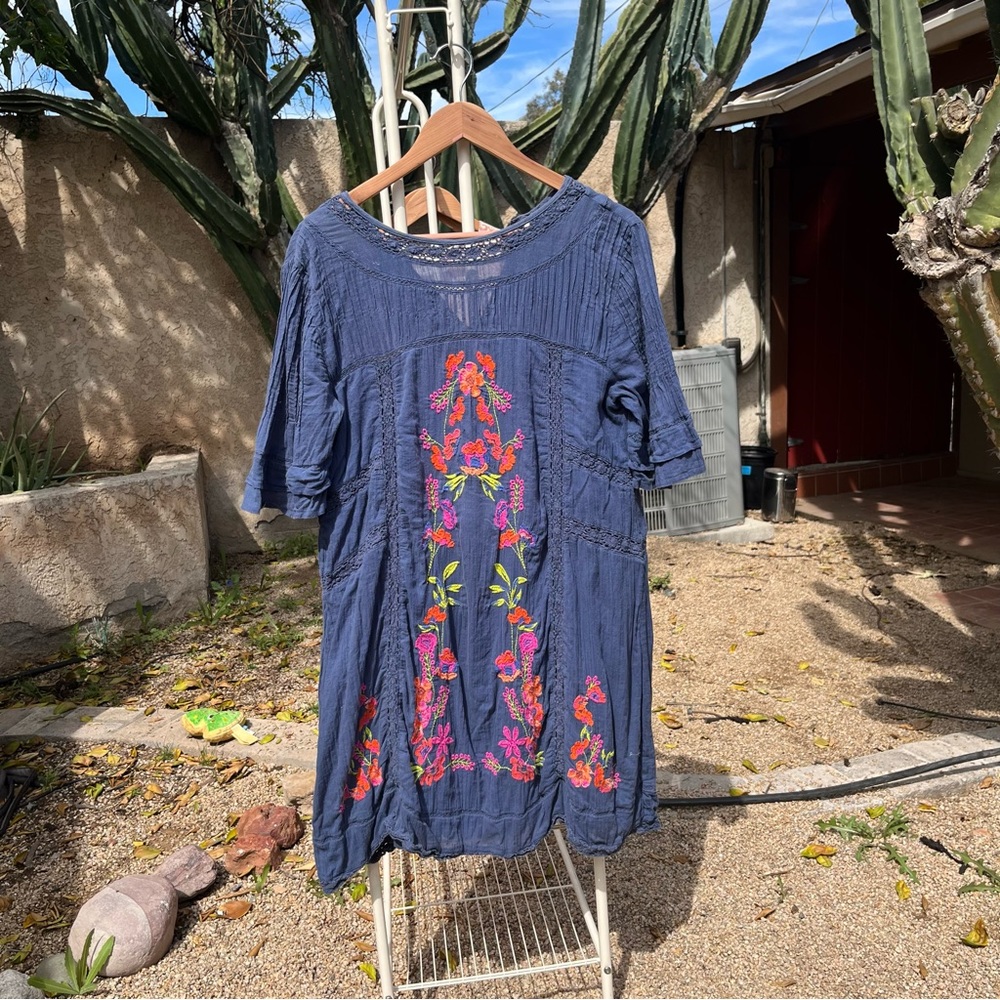 Free people embroidered cotton gauze dress